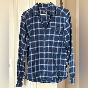Patagonia Blue Plaid Flannel Shirt